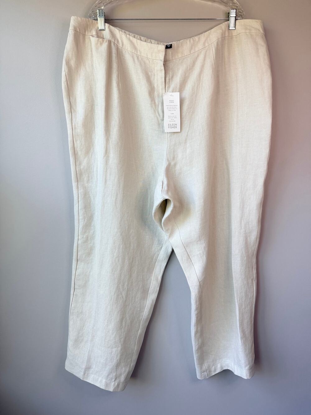 Eileen Fisher Size 3X Heavy Linen Luxe Trousers Pants Bone